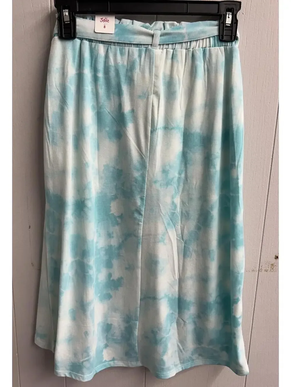 Justice Shorts/Long Skirt. Blue\White Tye-Dye.  Elastic Waist. Size Girls 8. NWT